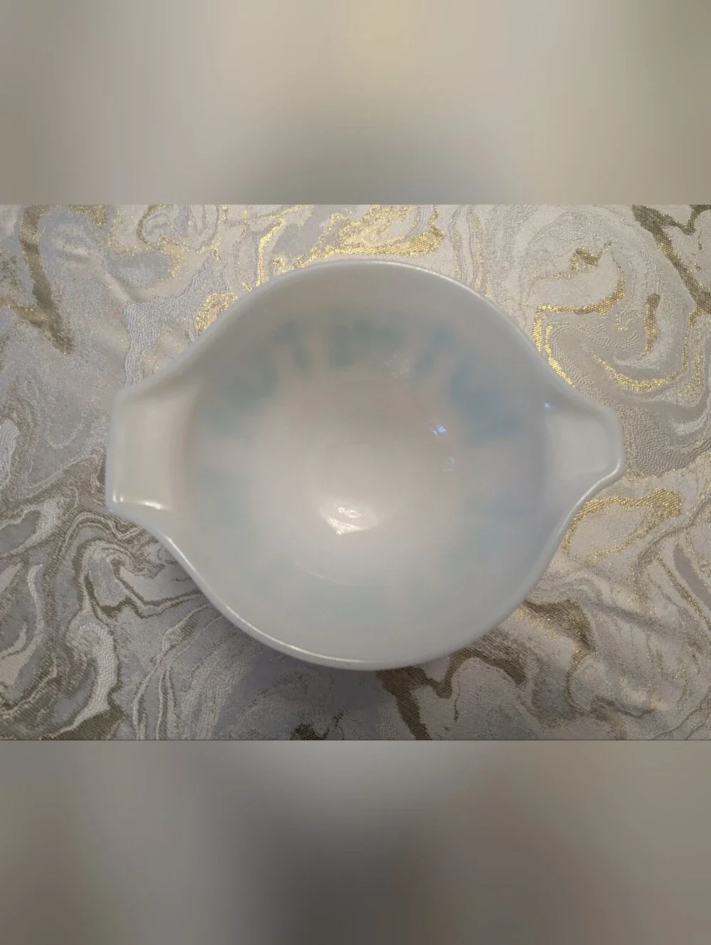 Vintage Pyrex Butterprint Amish Cinderella Mixing Bowl Set — Turquoise & White